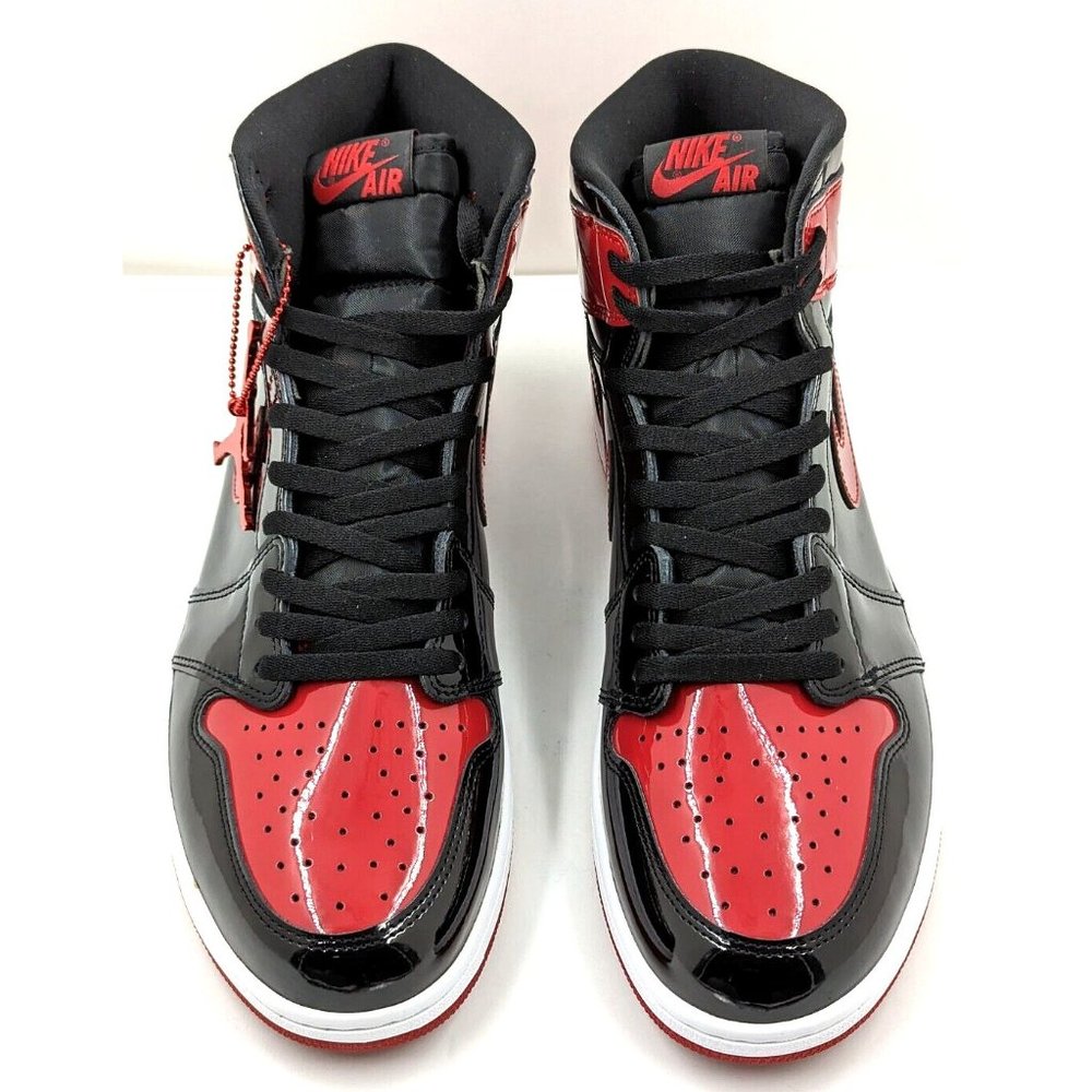 Nike Air Jordan 1 Retro High OG Patent Bred Black Red 555088-063 Men Size 13
